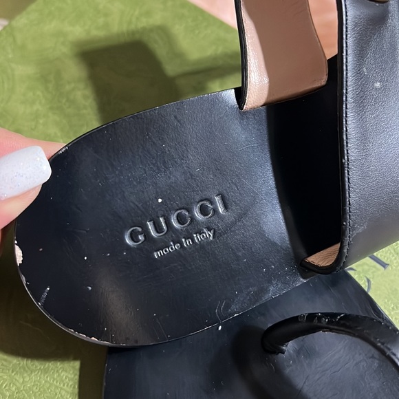 Gucci Marmont Leather Thong Sandals With Double G size 38.5 - Picture 8 of 12